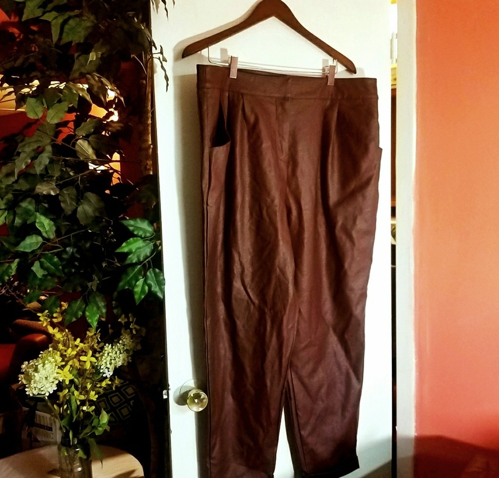 ASOS CURVE Leather Look Peg Pants in Oxblood